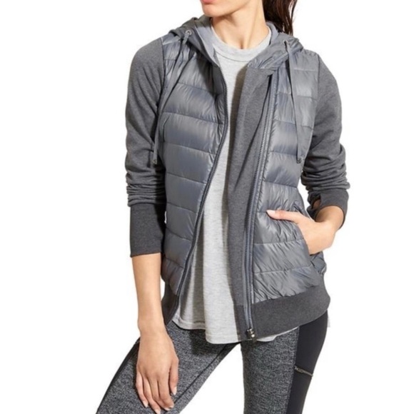Athleta Jackets & Blazers - Athleta Down to Town Sweatshirt Jacket gray goose down jacket size: M